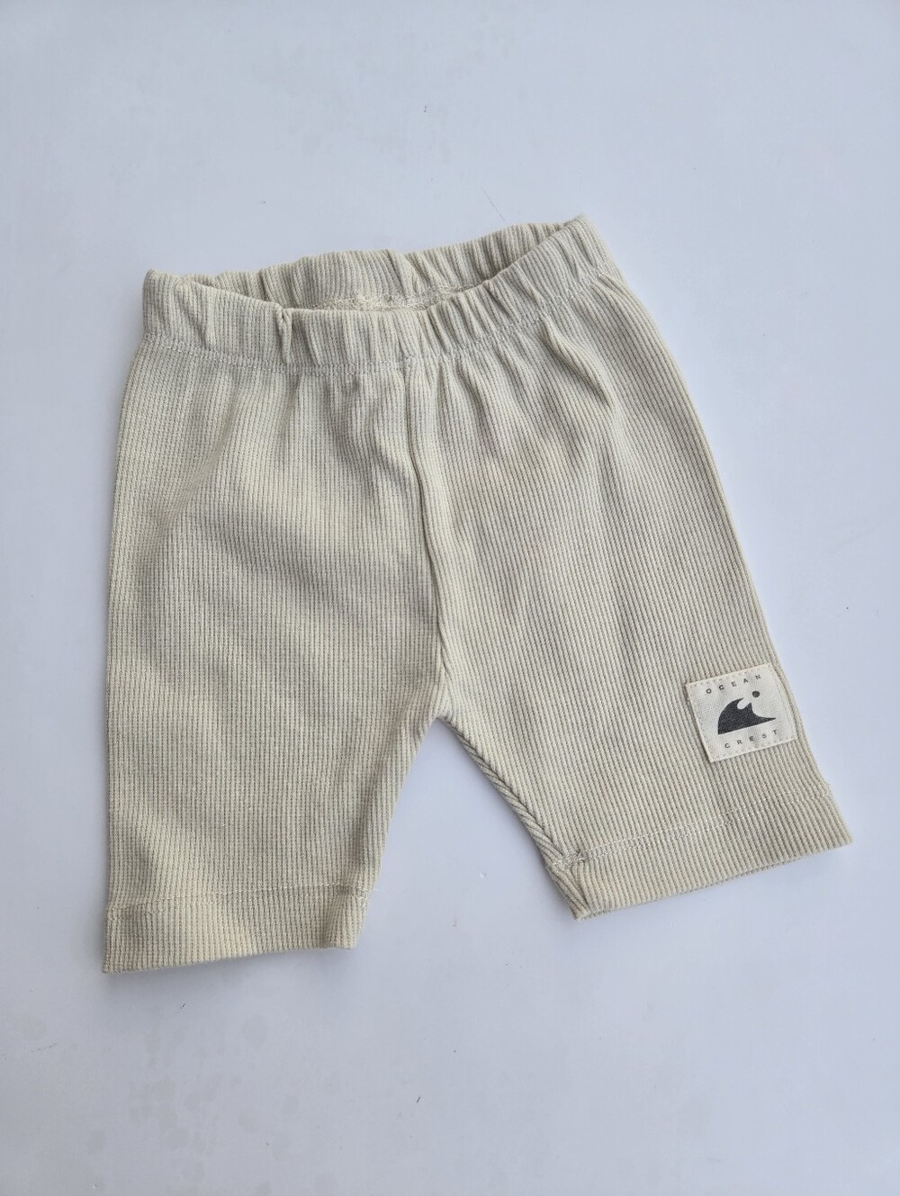 Zara Cream Ribbed Kids Cycling Shorts with Patch Detail 2y